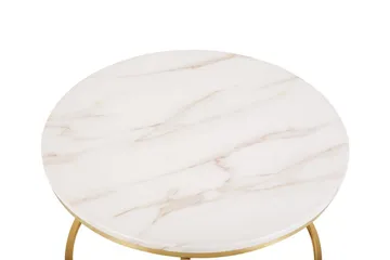 Coralla Soffbord 70 cm Runt Marmormönster - Vit/Guld - Möbler - Bord & matgrupper - Soffbord