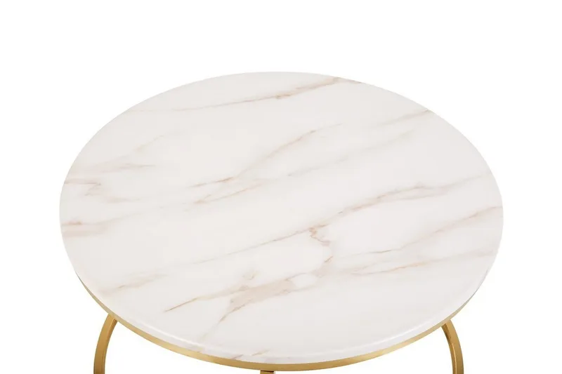 Coralla Soffbord 70 cm Runt Marmormönster - Vit/Guld - Möbler - Bord & matgrupper - Soffbord