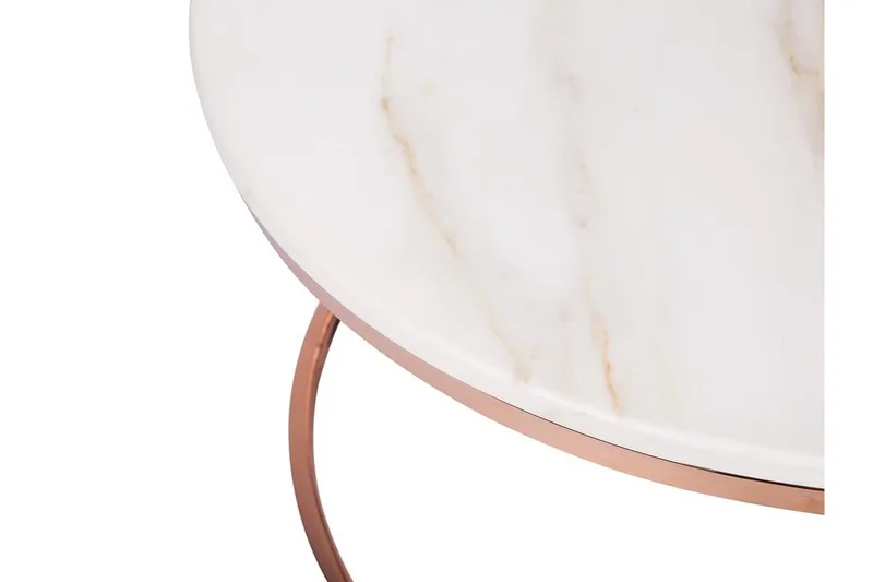 Coralla Soffbord 70 cm Runt Marmormönster - Vit/Koppar - Möbler - Bord & matgrupper - Soffbord