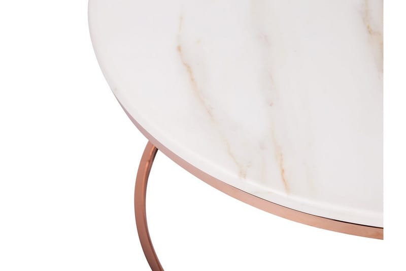 Coralla Soffbord 70 cm Runt Marmormönster - Vit/Koppar - Möbler - Bord & matgrupper - Soffbord