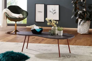 Corkrean Soffbord 122 cm Njurformat - Massivt Trä/Mörkgrå/Koppar - Möbler - Bord & matgrupper - Soffbord