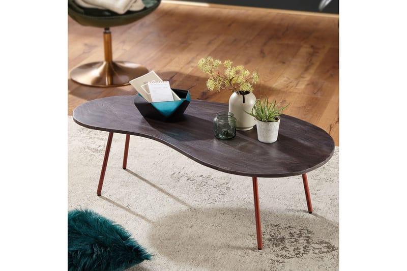 Corkrean Soffbord 122 cm Njurformat - Massivt Trä/Mörkgrå/Koppar - Möbler - Bord & matgrupper - Soffbord