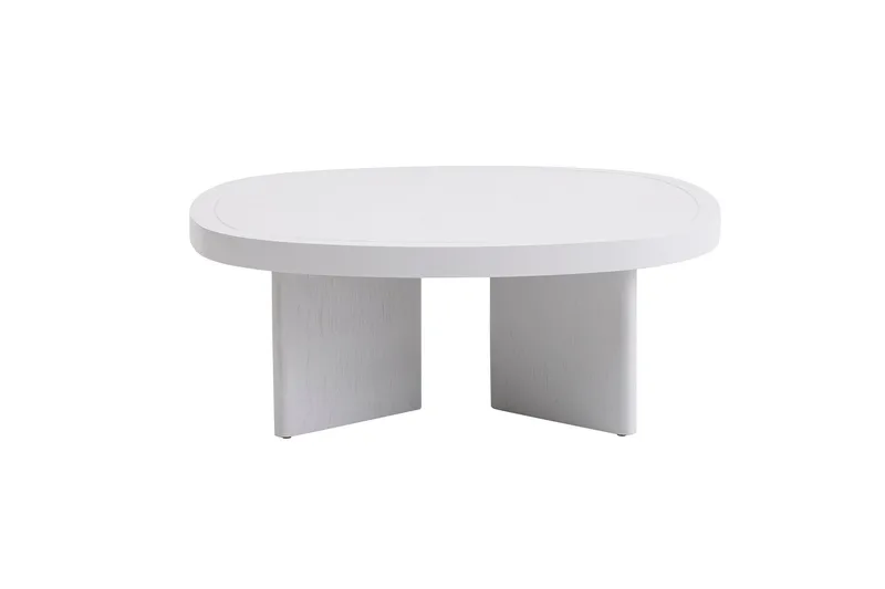 Cream 92 cm Ovalt Soffbord i Trä - Vit - Möbler - Bord & matgrupper - Soffbord