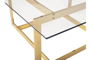 Crystal 80 cm Kvadratiskt Soffbord med Geometriskt Underrede i Glas - Klar - Möbler - Bord & matgrupper - Soffbord