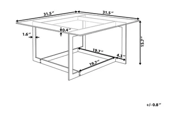 Crystal 80 cm Kvadratiskt Soffbord med Geometriskt Underrede i Glas - Klar - Möbler - Bord & matgrupper - Soffbord