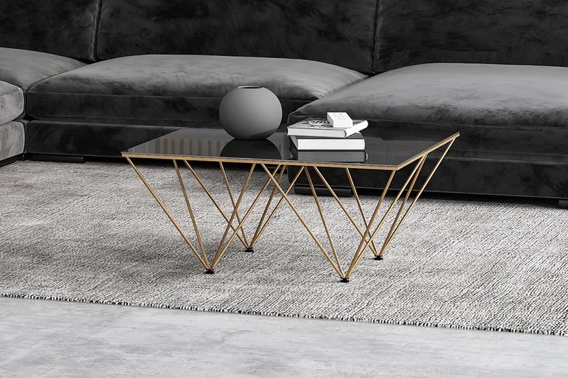 Crystal Soffbord 80 cm - Rökfärgat glas/Mässing - Möbler - Bord & matgrupper - Soffbord