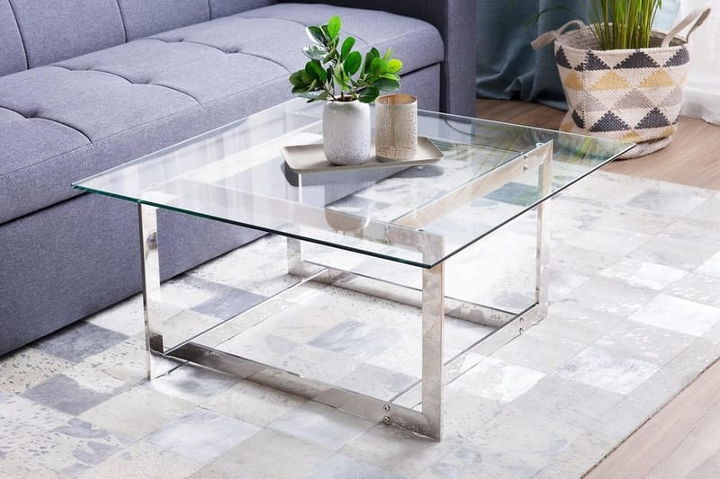 Crystal Soffbord 80 cm - Silver/Glas - Möbler - Bord & matgrupper - Soffbord