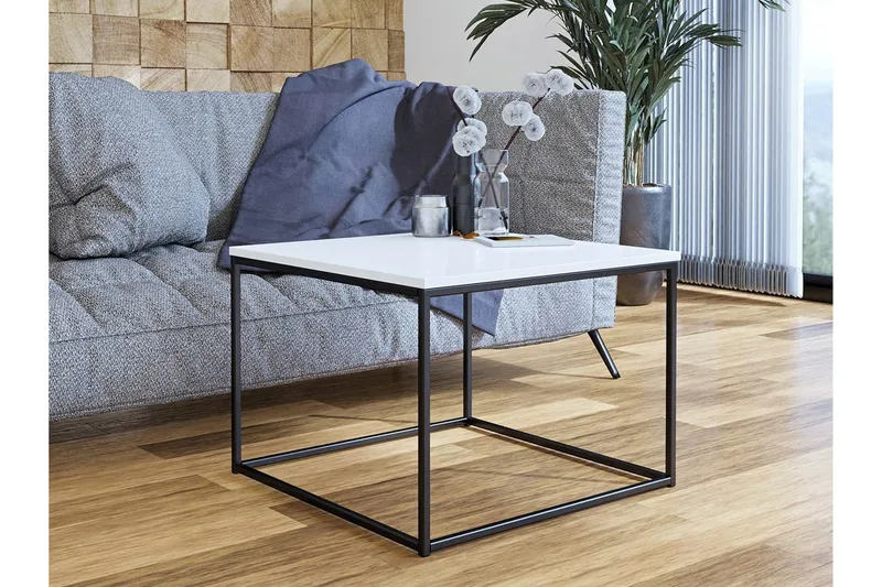 Cubosa Kvadratiskt Soffbord 60 cm i Trä och Metall - Vit|Svart - Möbler - Bord & matgrupper - Soffbord