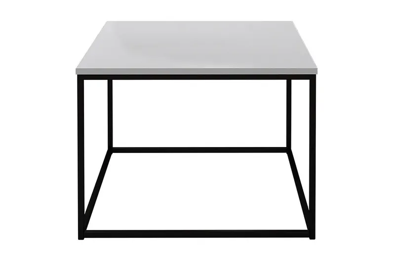 Cubosa Kvadratiskt Soffbord 60 cm i Trä och Metall, Vit|Svart