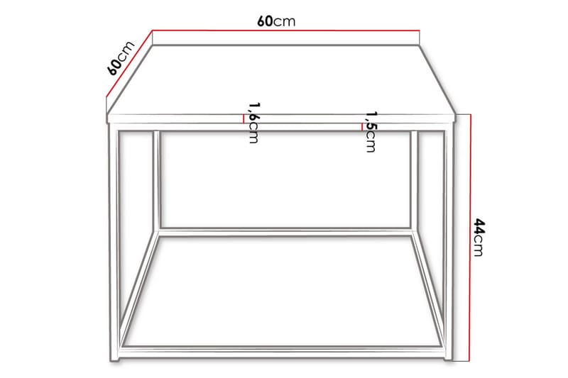 Cubosa Kvadratiskt Soffbord 60 cm i Trä och Metall - Vit|Svart - Möbler - Bord & matgrupper - Soffbord