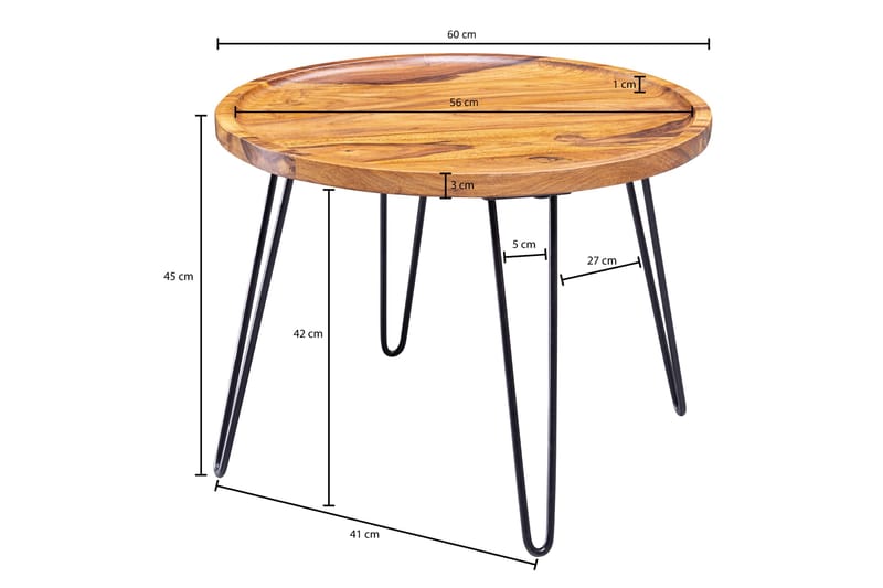 Dannemare Soffbord 60 cm Runt - Massivt Trä/Svart - Möbler - Bord & matgrupper - Soffbord