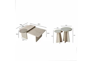 Dasina 105 cm Rektangulärt Soffbord i Trä med Förskjutna Skivor - Beige - Möbler - Bord & matgrupper - Soffbord