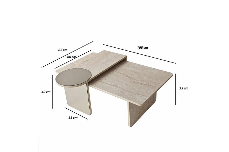 Dasina Satsbord 105 cm - Travertine - Möbler - Bord & matgrupper - Soffbord