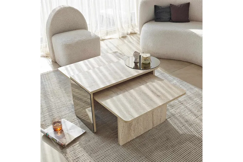 Dasina Satsbord 105 cm - Travertine - Möbler - Bord & matgrupper - Soffbord