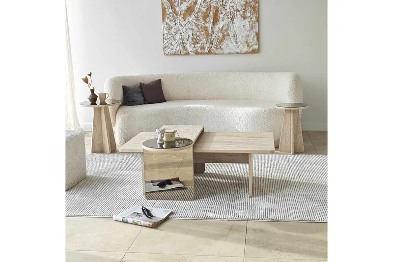 Dasina Satsbord 105 cm - Travertine - Möbler - Bord & matgrupper - Soffbord