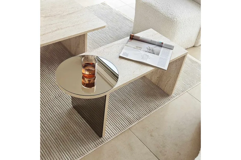 Dasina Satsbord 105 cm - Travertine - Möbler - Bord & matgrupper - Soffbord