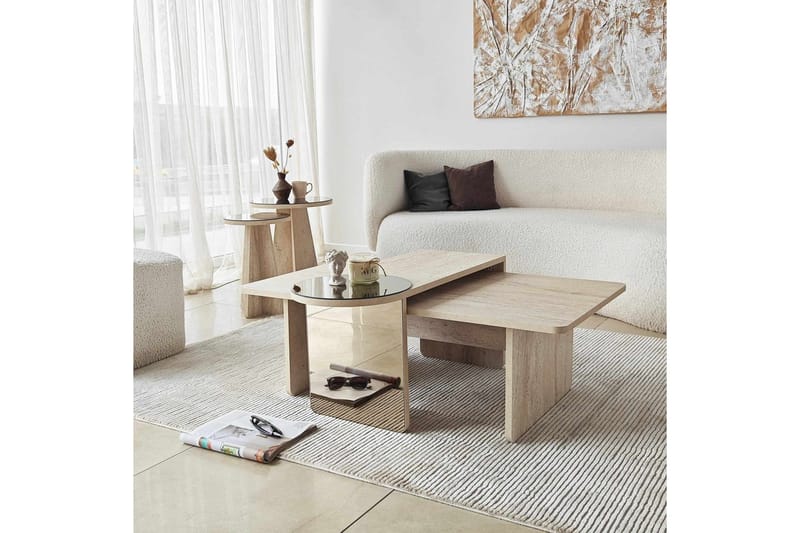 Dasina Satsbord 105 cm - Travertine - Möbler - Bord & matgrupper - Soffbord