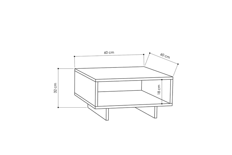 Decorta Soffbord 60 cm med Förvaring Hylla - Ekfärg/Mörkgrå - Soffbord