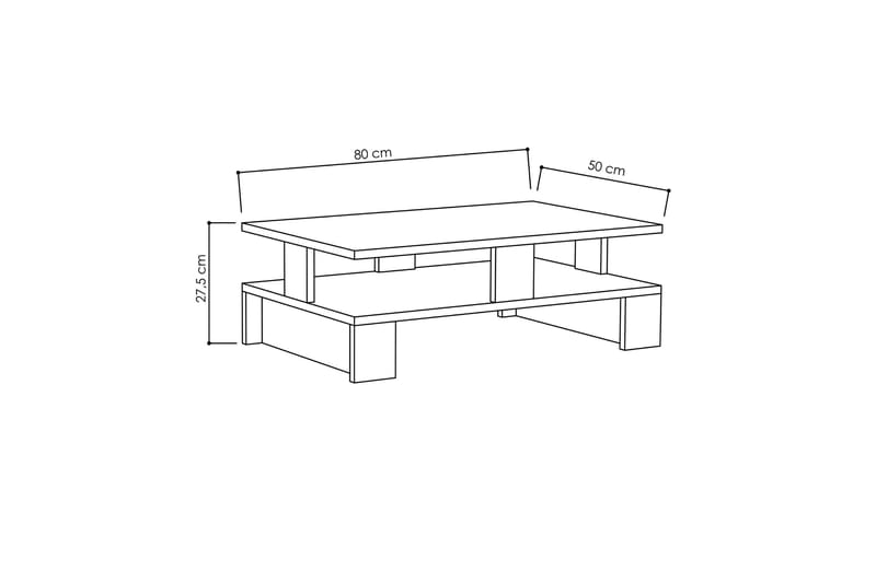 Decorta Soffbord 80 cm med Förvaring Hylla - Ekfärg - Soffbord
