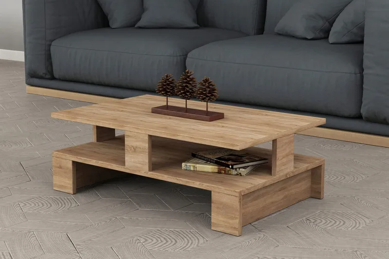 Decorta Soffbord 80 cm med Förvaring Hylla - Ekfärg - Möbler - Bord & matgrupper - Soffbord