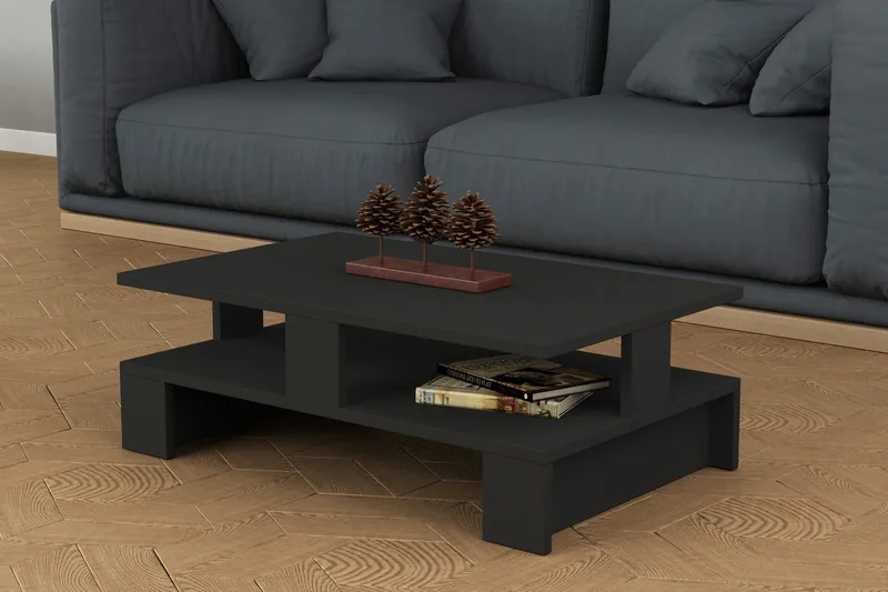 Decorta Soffbord 80 cm med Förvaring Hylla - Mörkgrå - Möbler - Bord & matgrupper - Soffbord