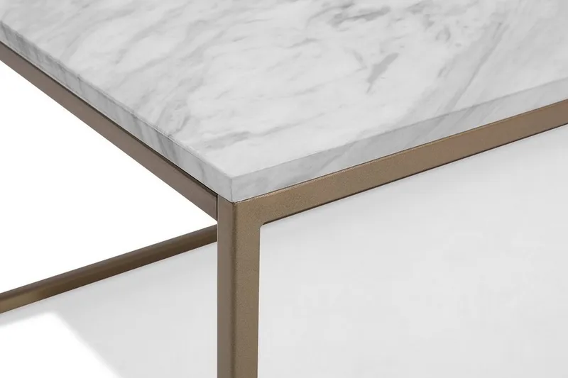 Delano Rektangulärt Soffbord 100 cm i Marmor med Metallram - Vit - Möbler - Bord & matgrupper - Soffbord