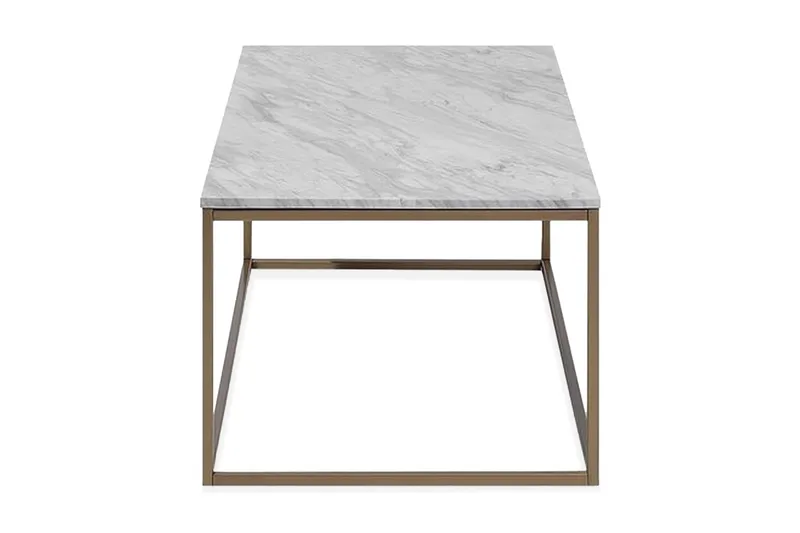 Delano Rektangulärt Soffbord 100 cm i Marmor med Metallram, Vit