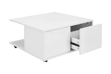 Delgadillo Kvadratiskt Soffbord 70 cm med Lådor och Hjul i Målat Trä - Vit - Möbler - Bord & matgrupper - Soffbord - Soffbord med hjul