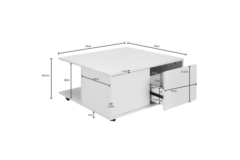 Delgadillo Soffbord 70 cm - Vit - Möbler - Bord & matgrupper - Soffbord