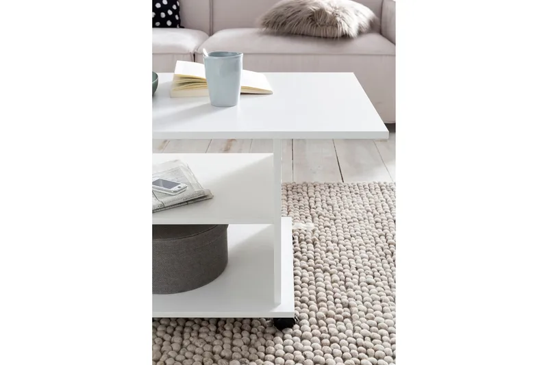 Dewand Soffbord 95 cm - Vit - Möbler - Bord & matgrupper - Soffbord - Soffbord med hjul