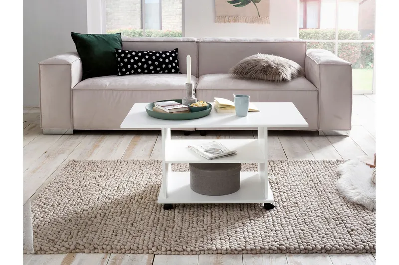Dewand Soffbord 95 cm - Vit - Möbler - Bord & matgrupper - Soffbord - Soffbord med hjul