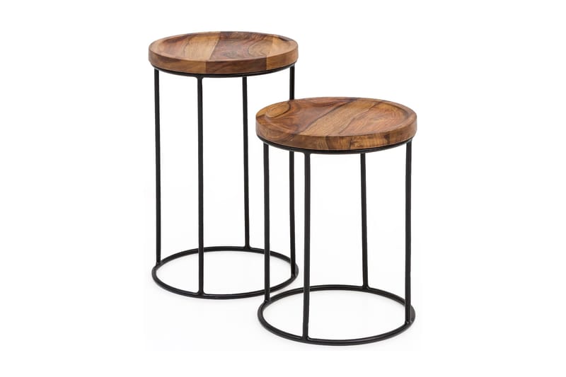 Dewester Satsbord 31 cm 2 Bord, Massivt Trä/Svart