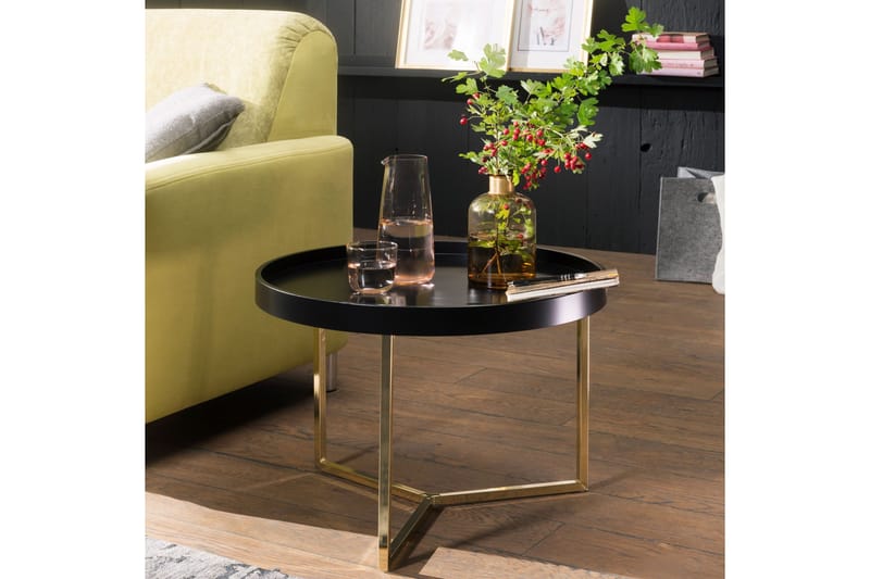 Dhir Soffbord 59 cm Runt - Svart/Guld - Soffbord