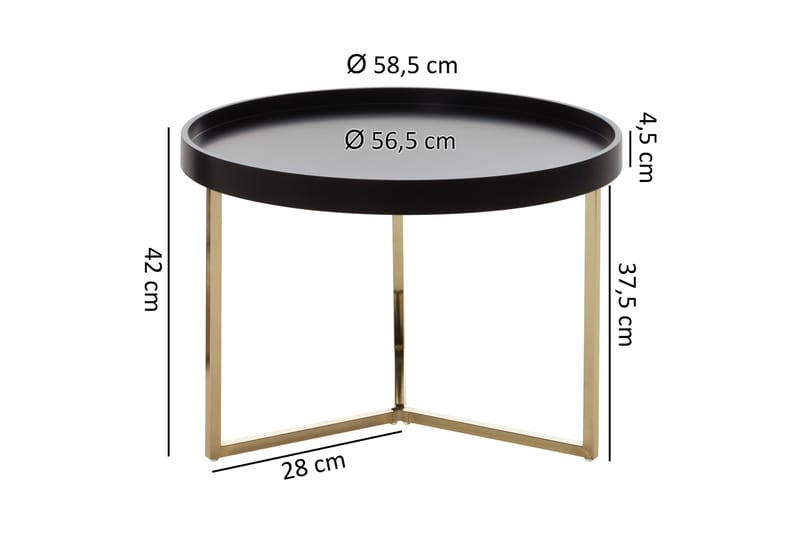 Dhir Soffbord 59 cm Runt - Svart/Guld - Möbler - Bord & matgrupper - Soffbord
