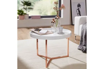 Dhir Soffbord 59 cm Runt - Vit/Mässing - Möbler - Bord & matgrupper - Soffbord