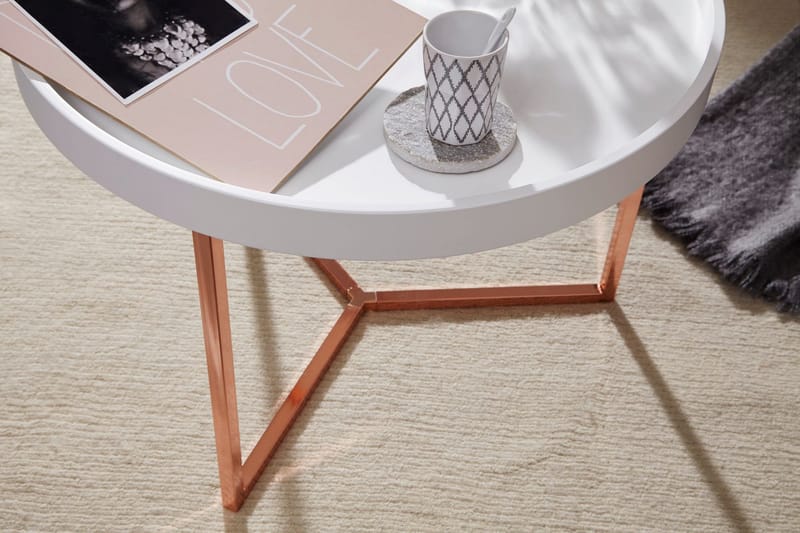 Dhir Soffbord 59 cm Runt - Vit/Mässing - Möbler - Bord & matgrupper - Soffbord