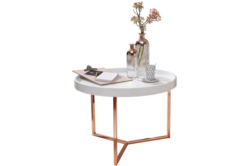 Dhir Soffbord 59 cm Runt - Vit/Mässing - Möbler - Bord & matgrupper - Soffbord