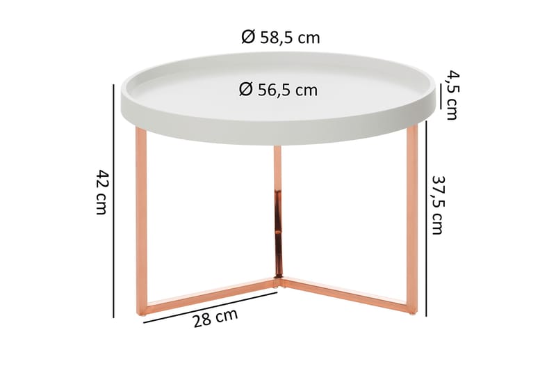 Dhir Soffbord 59 cm Runt - Vit/Mässing - Möbler - Bord & matgrupper - Soffbord