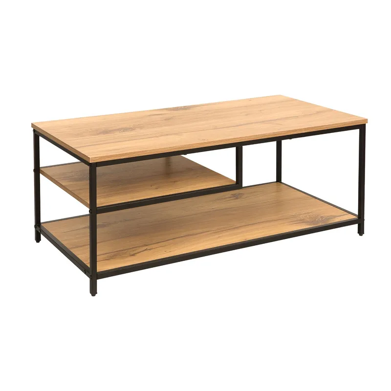 Soffbord Dimitra 100x50x40 cm - Ljust rustikt trä / svart - Möbler - Bord & matgrupper - Soffbord