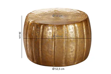 Dominoe 60 cm Runt Soffbord med Hamrad Trumform i Metall - Guld - Möbler - Bord & matgrupper - Soffbord