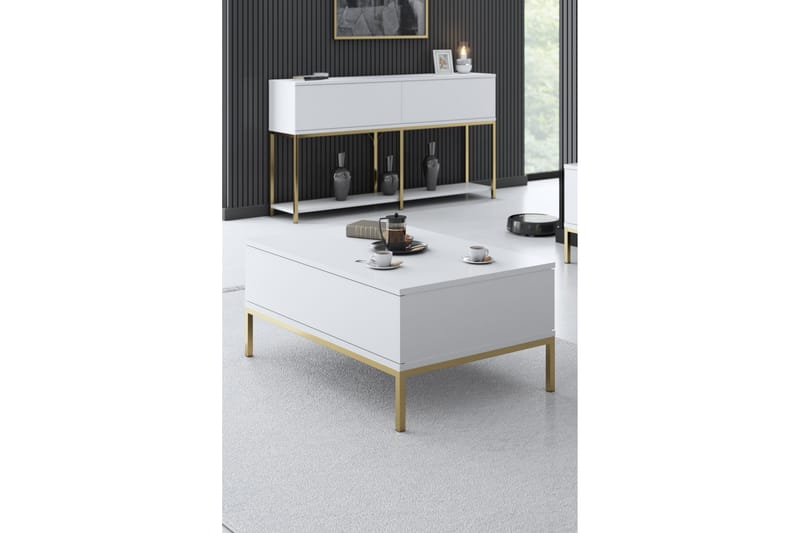 Dorlord Soffbord 90 cm - Vit/Guld - Möbler - Bord & matgrupper - Soffbord