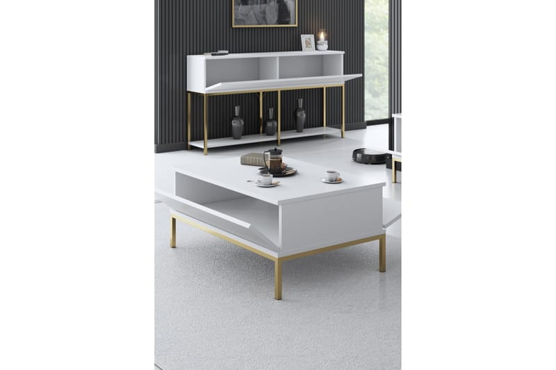 Dorlord Soffbord 90 cm - Vit/Guld - Möbler - Bord & matgrupper - Soffbord