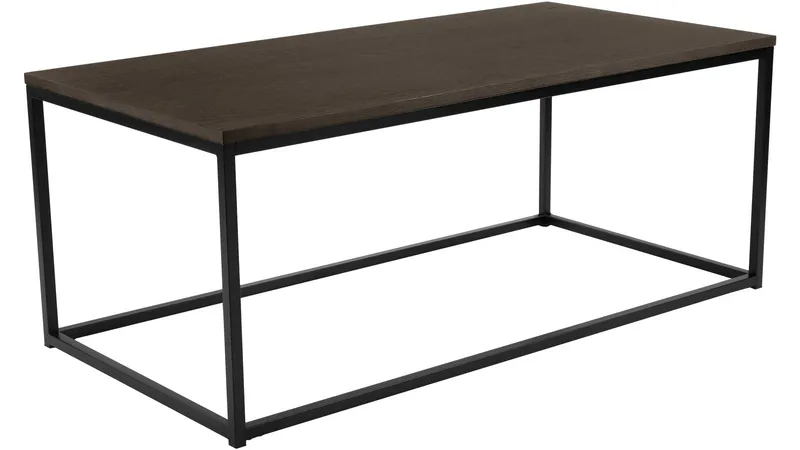 Soffbord Dover 120x60 cm, Mörkbrun ekfaner med svartlackade metallben