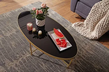 Dredyn Soffbord 110 cm Ovalt - Glas/Svart/Guld - Möbler - Bord & matgrupper - Soffbord
