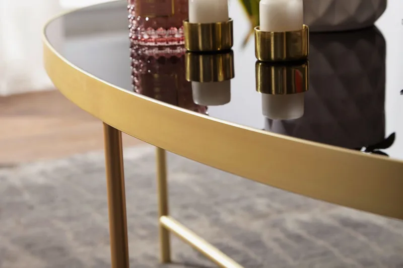 Dredyn Soffbord 110 cm Ovalt - Glas/Svart/Guld - Möbler - Bord & matgrupper - Soffbord