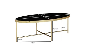 Dredyn Soffbord 110 cm Ovalt - Glas/Svart/Guld - Möbler - Bord & matgrupper - Soffbord