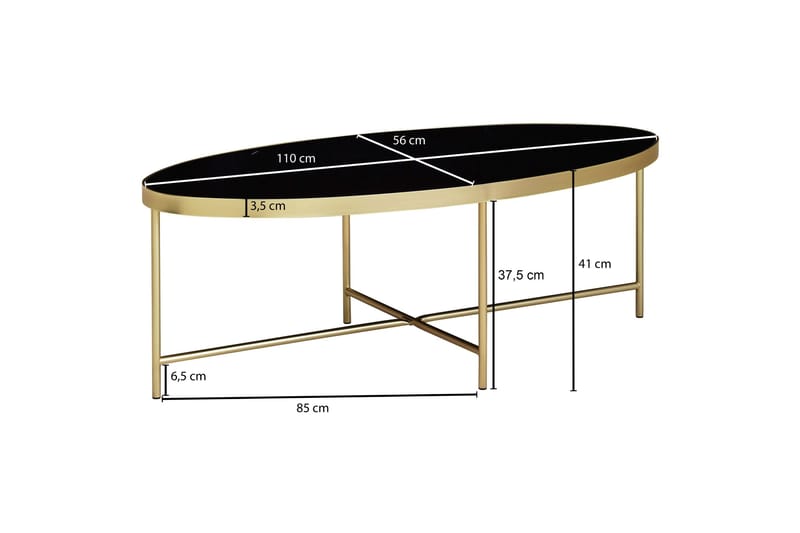 Dredyn Soffbord 110 cm Ovalt - Glas/Svart/Guld - Möbler - Bord & matgrupper - Soffbord