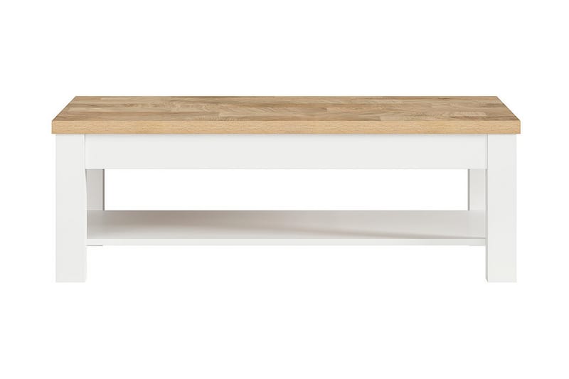 Dreviso Soffbord 130 cm med Förvaring Hylla - Vit/Natur - Soffbord