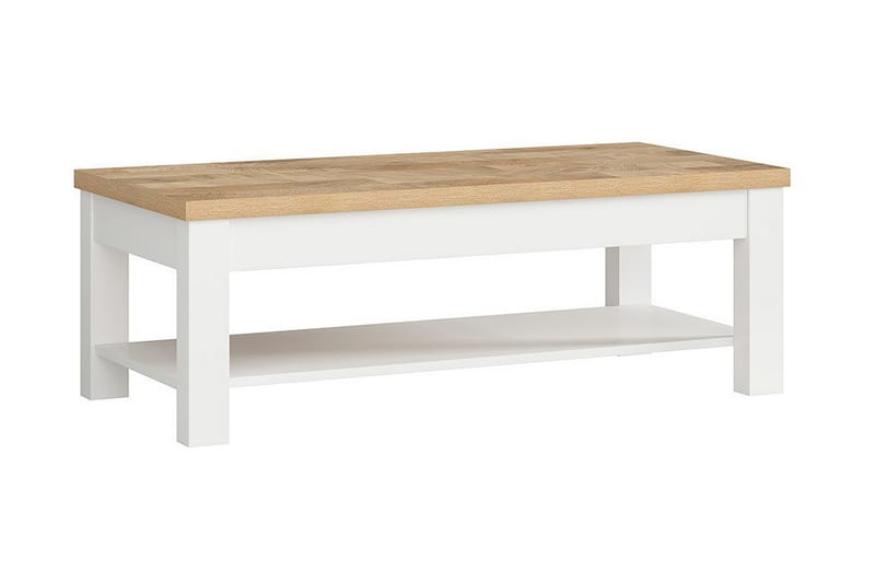 Dreviso Soffbord 130 cm med Förvaring Hylla - Vit/Natur - Soffbord