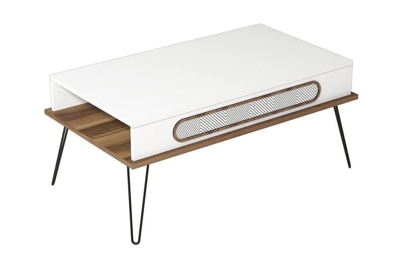 Ekolane Soffbord 105 cm med Förvaring Hylla - Vit/Natur - Soffbord